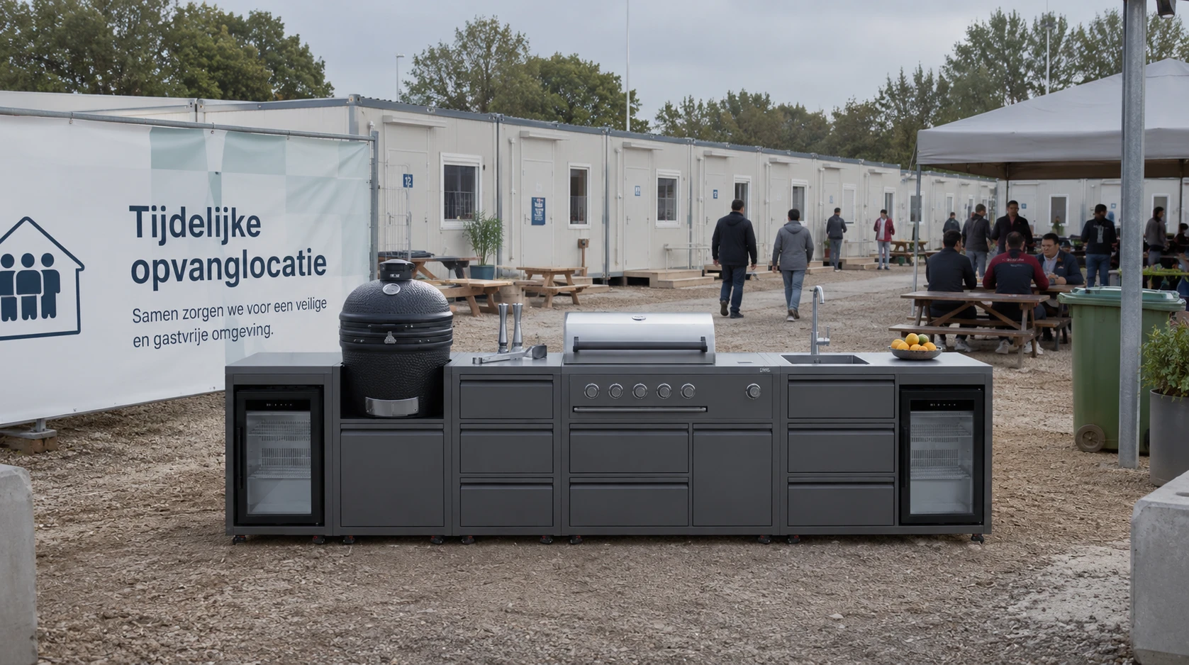 Mobiele keuken voor tijdelijke opvang | OCE RVS buitenkeukens | Veldkamp Keukens