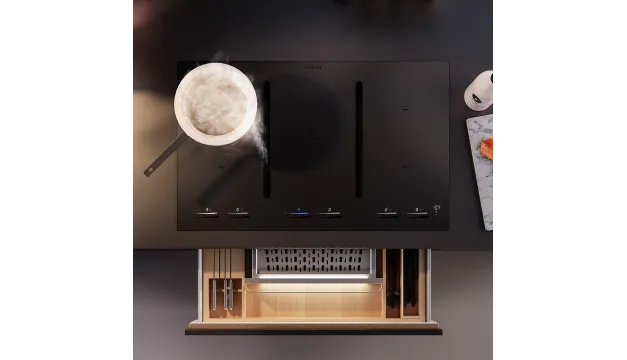 Opera Nivel: de enige 5-pits kookplaat met afzuiging