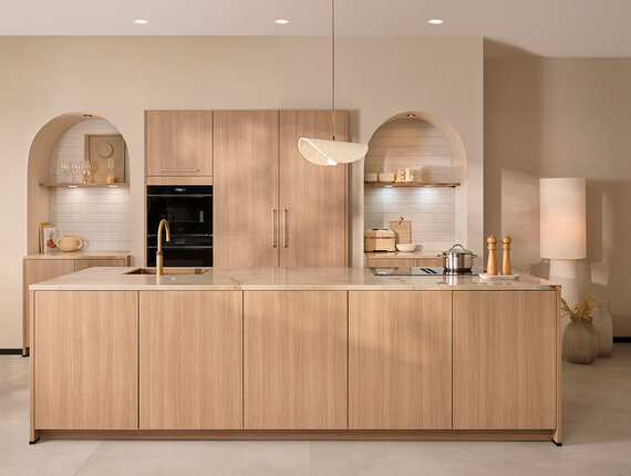 Voorbeeld van een complete japandi keuken